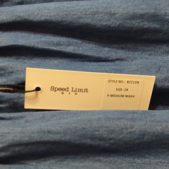 Speed Limit MPH Women's Denim Blouse Sz 2X Med Wash Boho Chic Peasant Hippie NWT - Picture 9 of 11